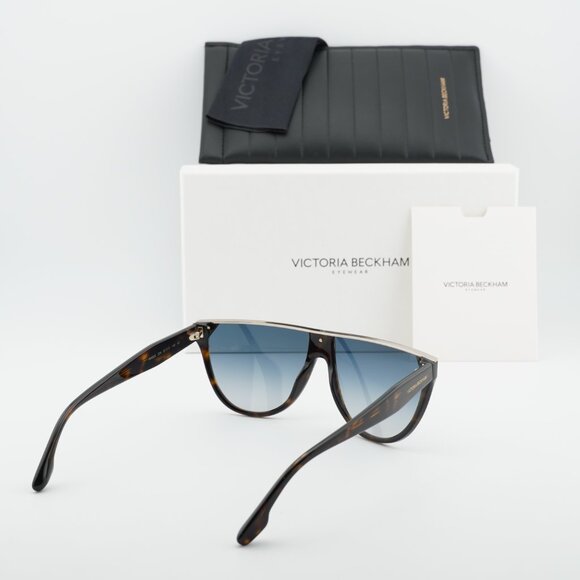 Victoria Beckham VB682S 234 Sunglasses Havana Aviator Frame, Blue Lenses